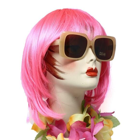 Hey Viv! Accessories - Tan Brown Sunglasses w Dark Lens Bold Square Fashion Retro Shades - Hey Viv